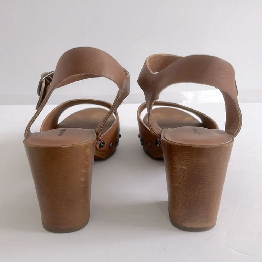 Lucky Brand Shoes Women’s Block Heel Sling Back Brown Summer Sandals Size 8.5 - Picture 4 of 5